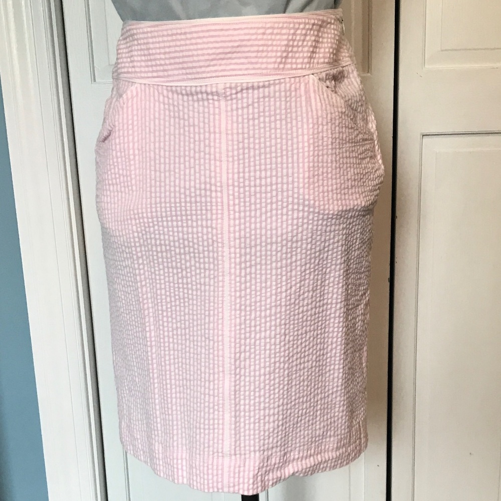 Pink seersucker skirt!